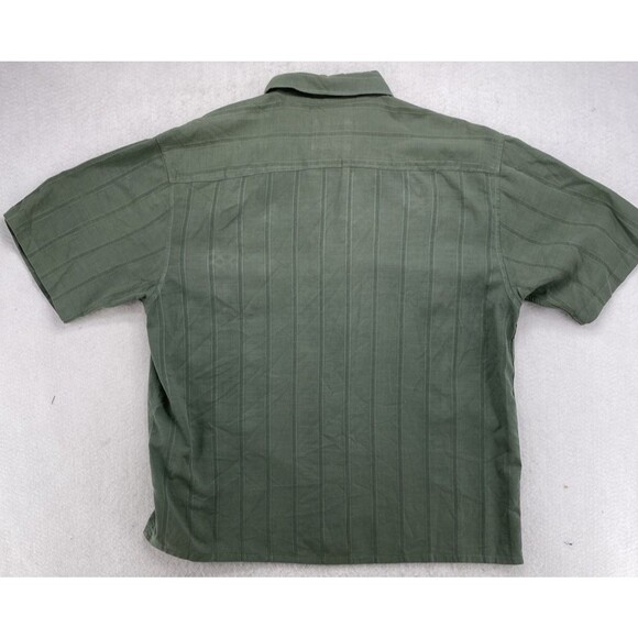 Men's L Green Bamboo Green Striped Button Up Shirt 70% Bamboo Blend Casual - Picture 2 of 6